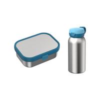 EDELSTAHL-LUNCHSET Campus Cool Blue 2-tlg. - Blau, Kunststoff/Metall (2/2/2cm) - Mepal