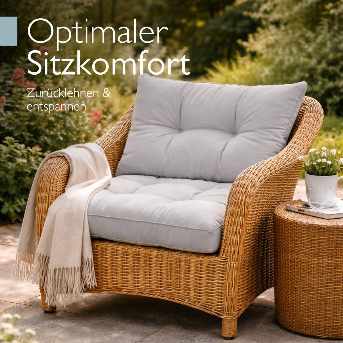 LOUNGEKISSEN Xluna Sitz 70x70x10cm mit Rücken 70x40x12cm Hellgrau (2tlg) - Hellgrau, Textil (70/70cm) - Beautissu 