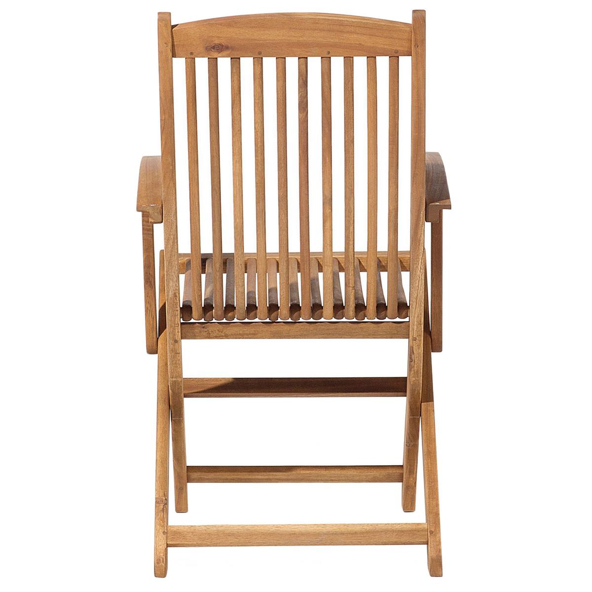 GARTENSTUHL 2er-Set mit Armlehnen Akazienholz hellbraun Maui - Hellbraun, Holz (42/93/48cm) - Beliani