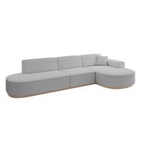 ECKSOFA Ottomane Rechts MARI-L2-v1 - 328x171x83 cm Hellgrau Bouclé - Hellgrau, Holzwerkstoff/Textil (171/328cm) - ALTDECOR