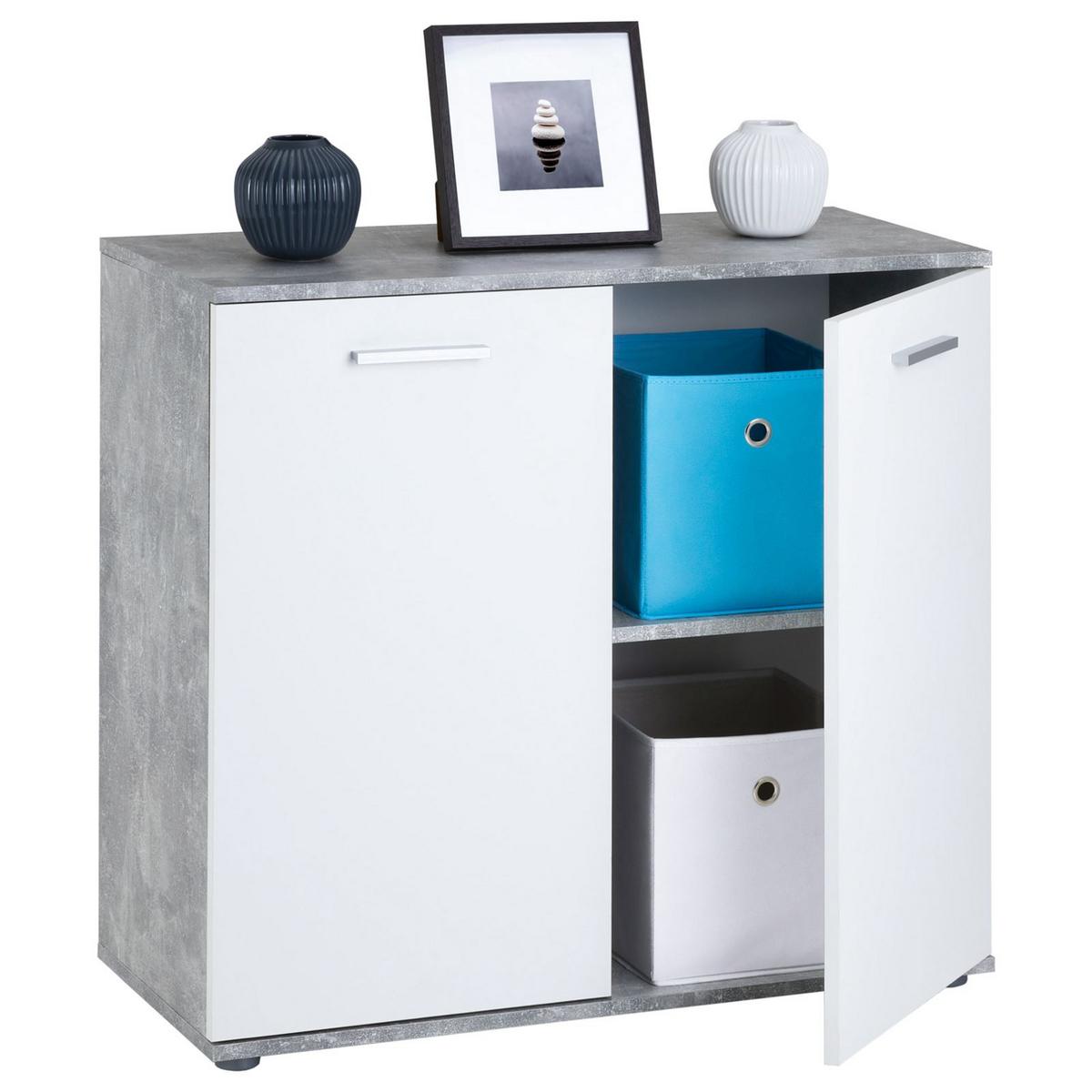KOMMODE CHICAGO Betonoptik/weiß - Weiß/Grau, Holzwerkstoff (91/82/40cm) - CARO-Möbel