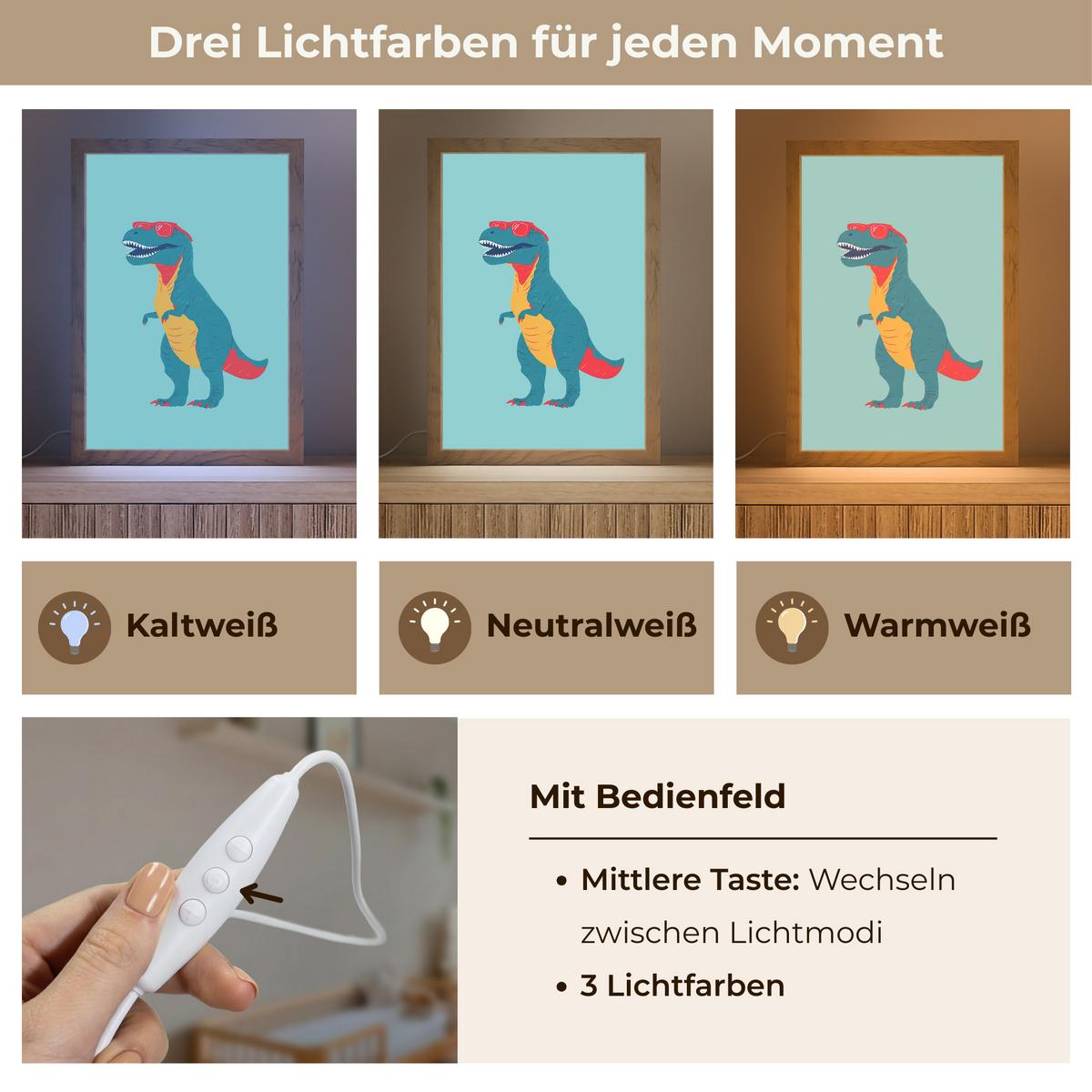 NACHTTISCHLAMPE Dinosaurier - Blau - Sonnenbrille 20x30 cm - Hellblau, Holzwerkstoff (8/20/30cm) - OnlyWow