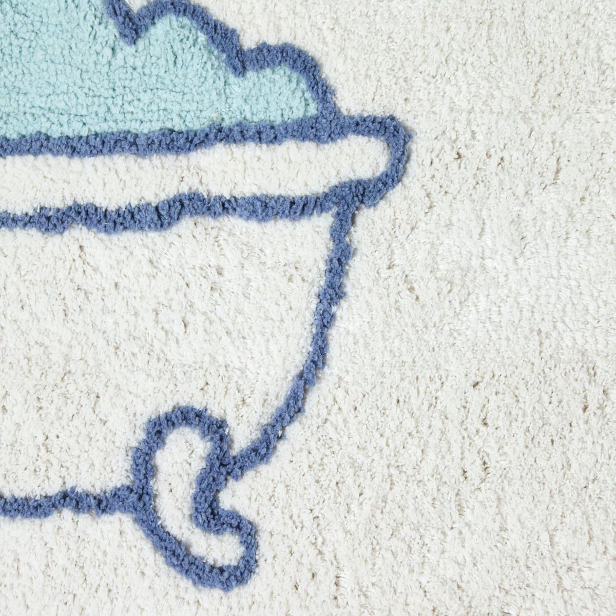 BADTEPPICH Happy Bath 50/80 cm, creme-blau, 100 % Baumwolle - Blau, Textil (50/80cm) - Homescapes