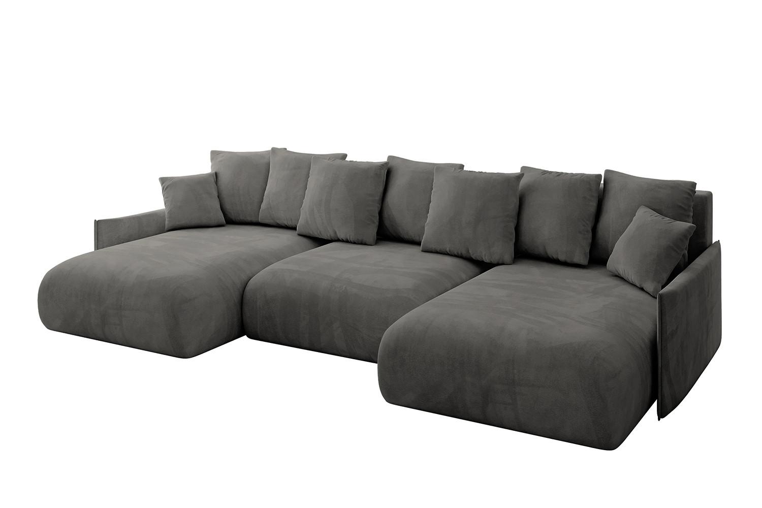 WOHNLANDSCHAFT mit Schlaffunktion und Bettkasten ONESK-U-v1 317x177x72 Dunkelgrau Velours - Anthrazit, Holzwerkstoff/Kunststoff (317/72/177cm) - ALTDECOR