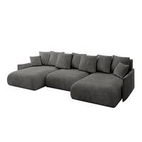 WOHNLANDSCHAFT mit Schlaffunktion und Bettkasten ONESK-U-v1 317x177x72 Dunkelgrau Velours - Anthrazit, Holzwerkstoff/Kunststoff (317/72/177cm) - ALTDECOR