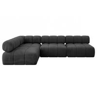 ECKSOFA modulares Sofa Samaro-L2 - 285x190x70 cm Schwarz Velours - Schwarz, Holzwerkstoff/Textil (285/190cm) - ALTDECOR