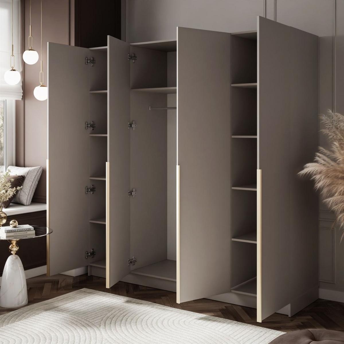 VIERTÜRIGER Kleiderschrank SAVAGE 4D Kaschmir - Kaschmir, Holzwerkstoff (200/200/56cm) - Lookway