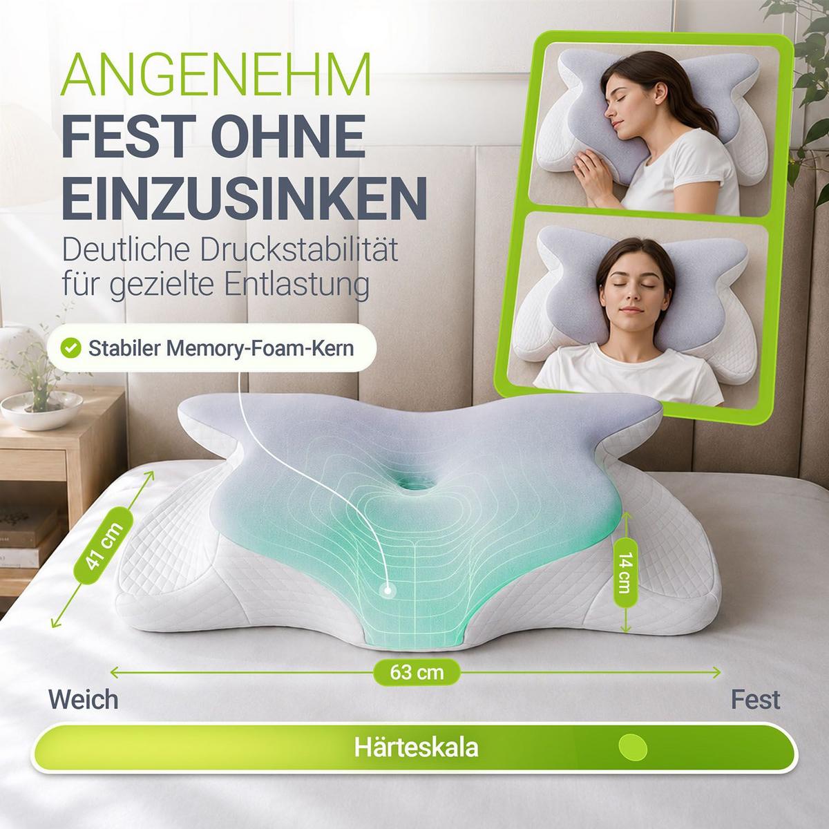 NACKENKISSEN weiß / grau (1er-Set) - Weiß, Textil (41/63cm) - Juskys