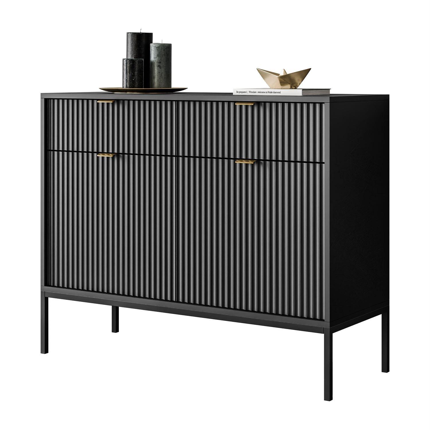 KOMMODE CORTADO KSZ104 MIT SCHUBLADEN SCHWARZ - Schwarz, Holzwerkstoff (104/83/39cm) - Lookway