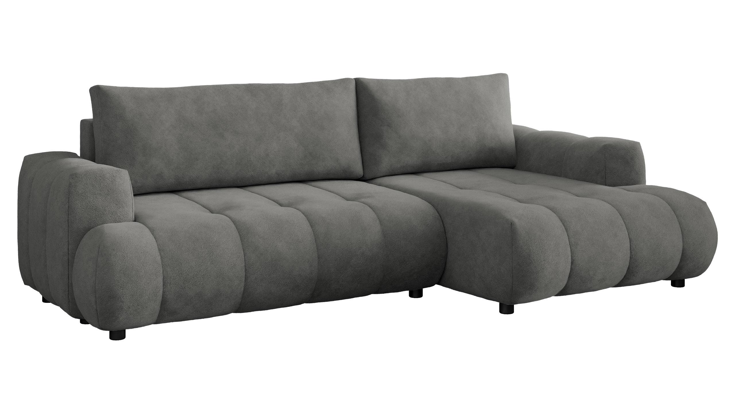 ECKSOFA Haiti, Seite: Rechts 2R+LC - Schwarz/Grau, Holz/Textil (276/156cm) - MIRJAN24
