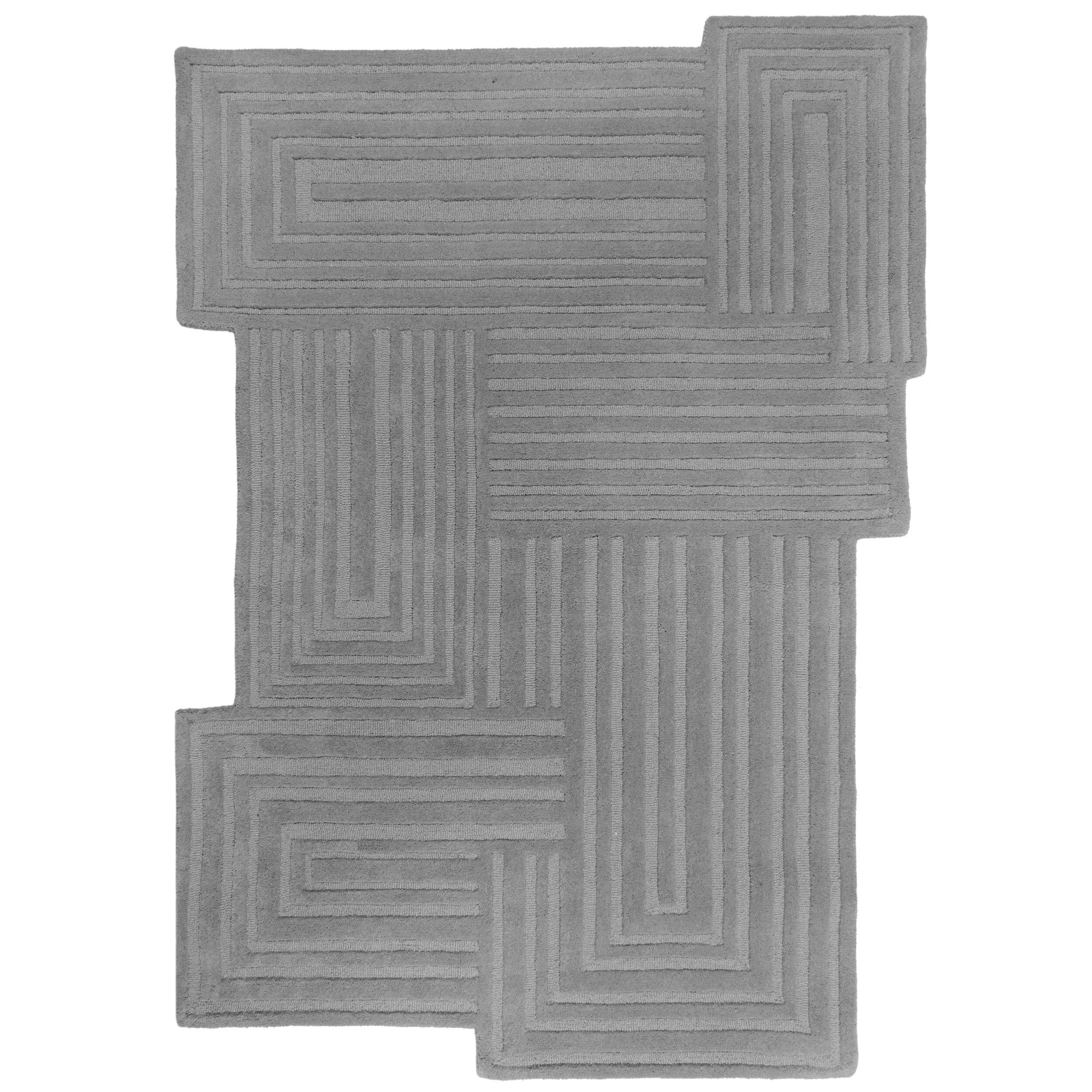 WOLLTEPPICH LEVEN, geometrisch, Grau, 160 x 230 cm - Grau, Textil (230/160cm) - KADIMA DESIGN