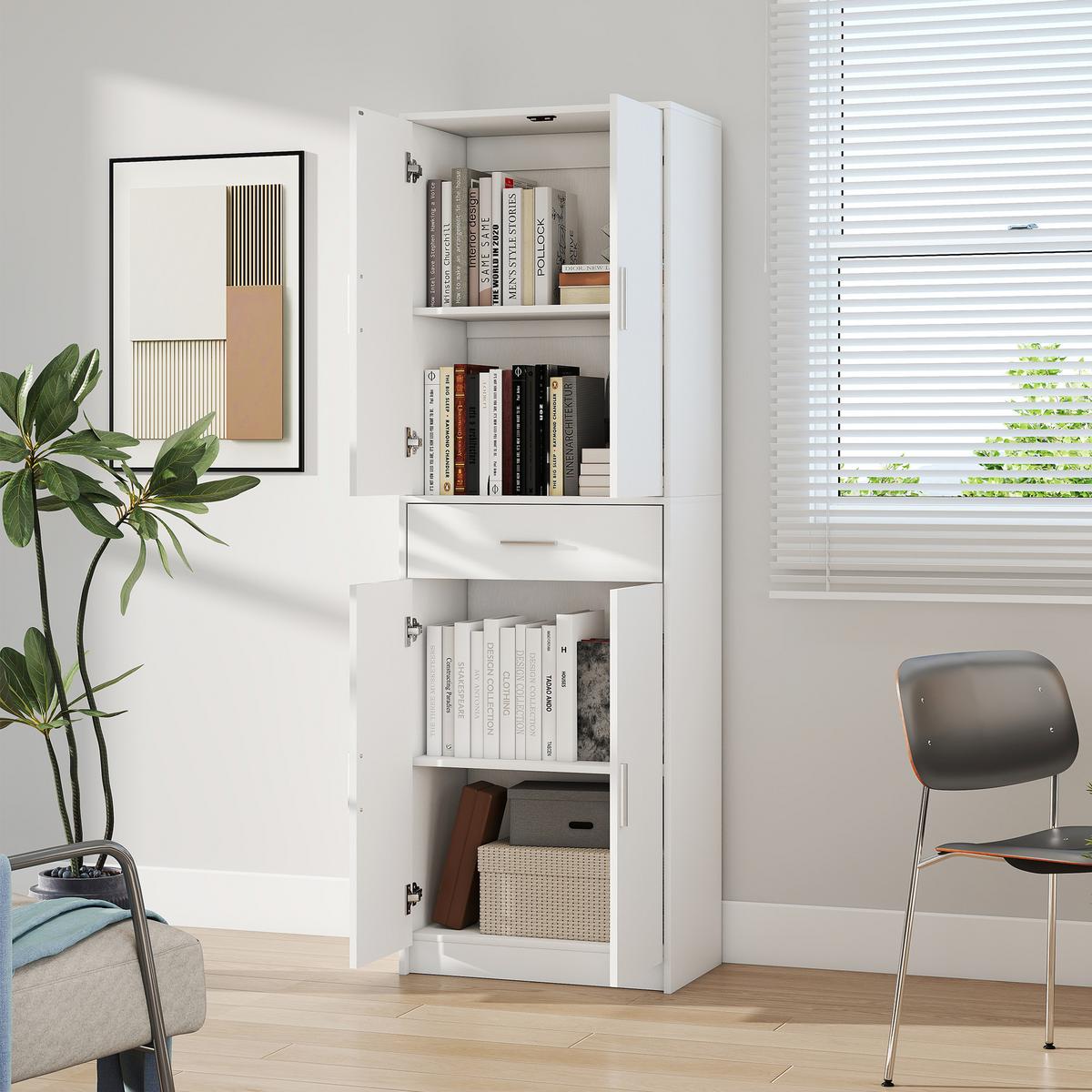KÜCHENSCHRANK Spanplatte MDF Weiß - Weiß, Holz (35/180/60cm) - HOMCOM