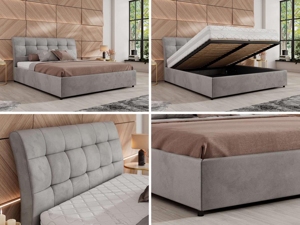 POLSTERBETT GALA CLASSIC 160/200 - Hellgrau Velvet - Multipocket-Matratze - Hellgrau, Textil (160/200cm) - MKS