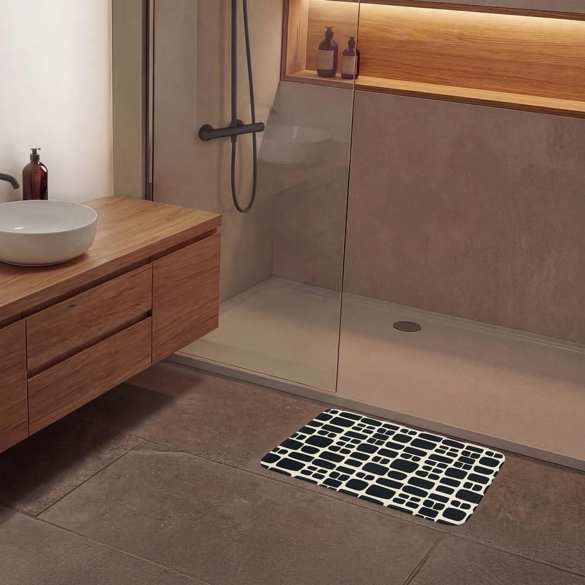 BADEMATTE Modern - Bio - Schwarz 60x40 cm - Anthrazit, Textil (60/40cm) - OnlyWow