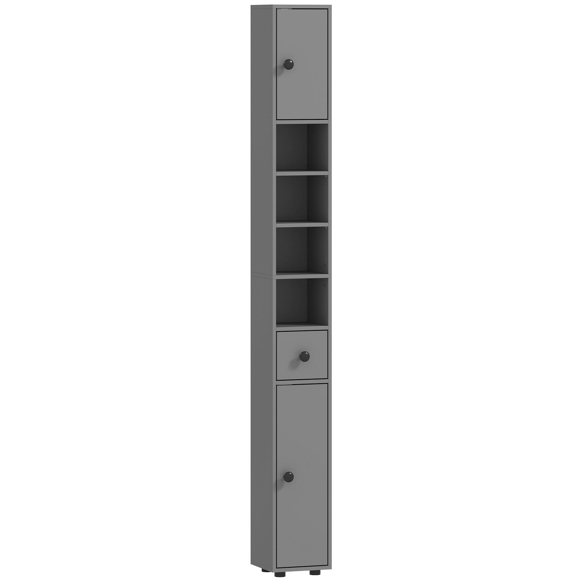 BADEZIMMERSCHRANK Spanplatte Grau - Schwarz/Grau, Karton/Holzwerkstoff (20/180/20cm) - Kleankin