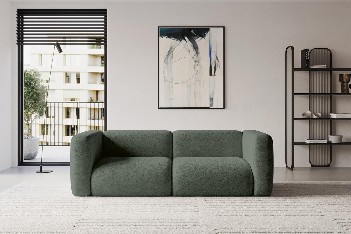 MODULARES Sofa 2-SITZER MIRA-S1 228x89x70 Grün cm Velours - Schwarz/Grün, Holzwerkstoff/Kunststoff (228/70/89cm) - ALTDECOR