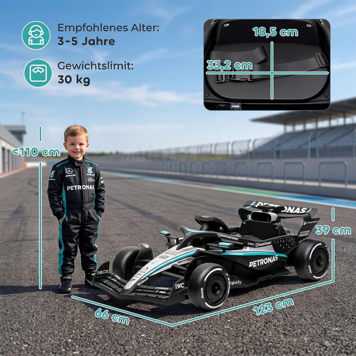 ELEKTRO-GO-KART Kunststoff Schwarz - Schwarz, Kunststoff (123/66/39cm) - AIYAPLAY