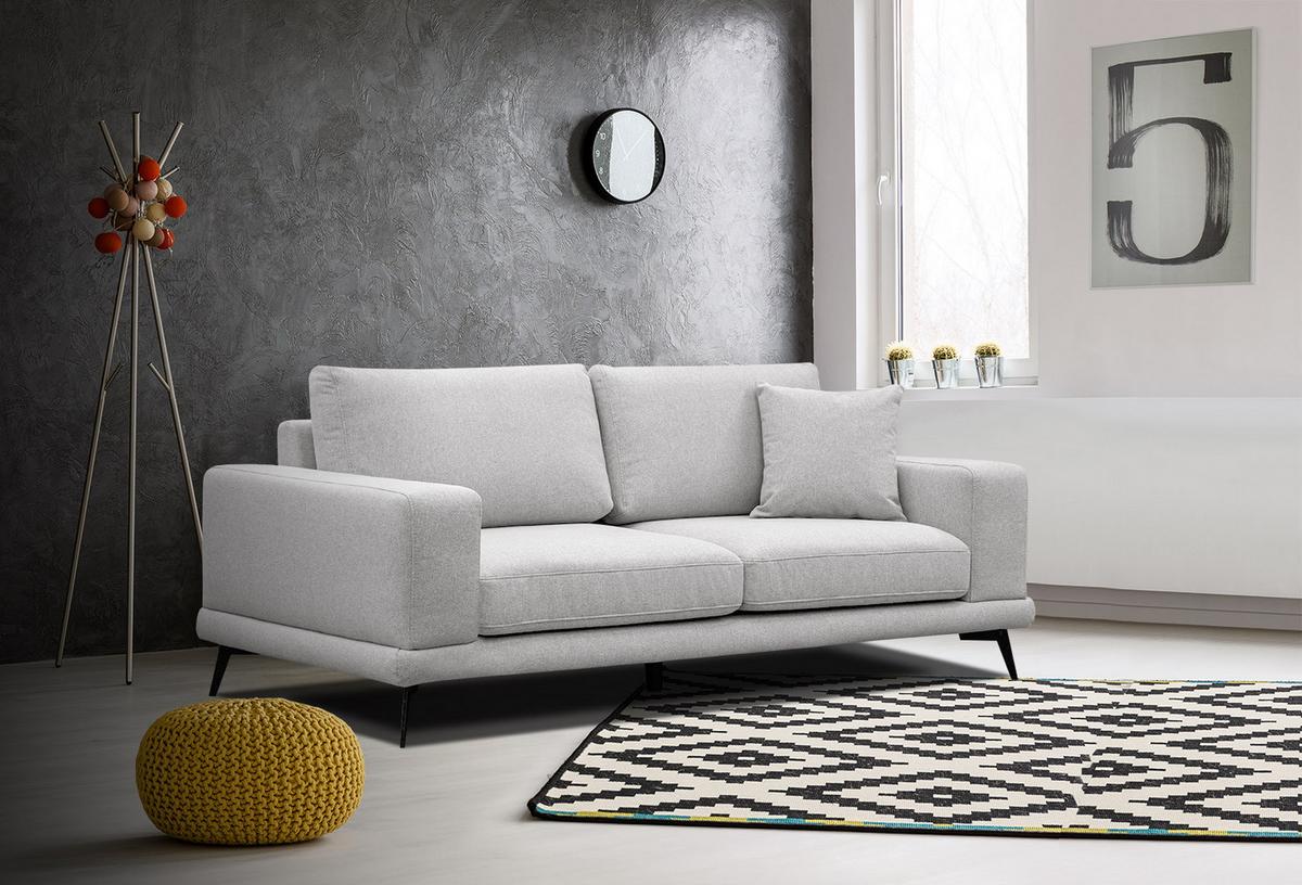 SOFA MEDIOLANE 2,5-Sitzer, hellgrau - Hellgrau, Holzwerkstoff/Textil (203/87/96cm) - Wozimo