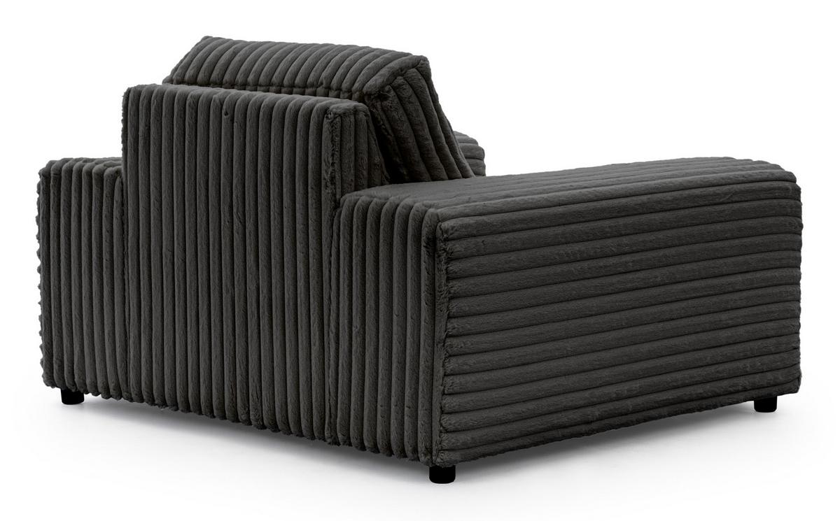 SESSEL Mollis Dunkelgrau Plüschcord - Dunkelgrau/Schwarz, Holz/Kunststoff (119/79/108cm) - S-Style Möbel