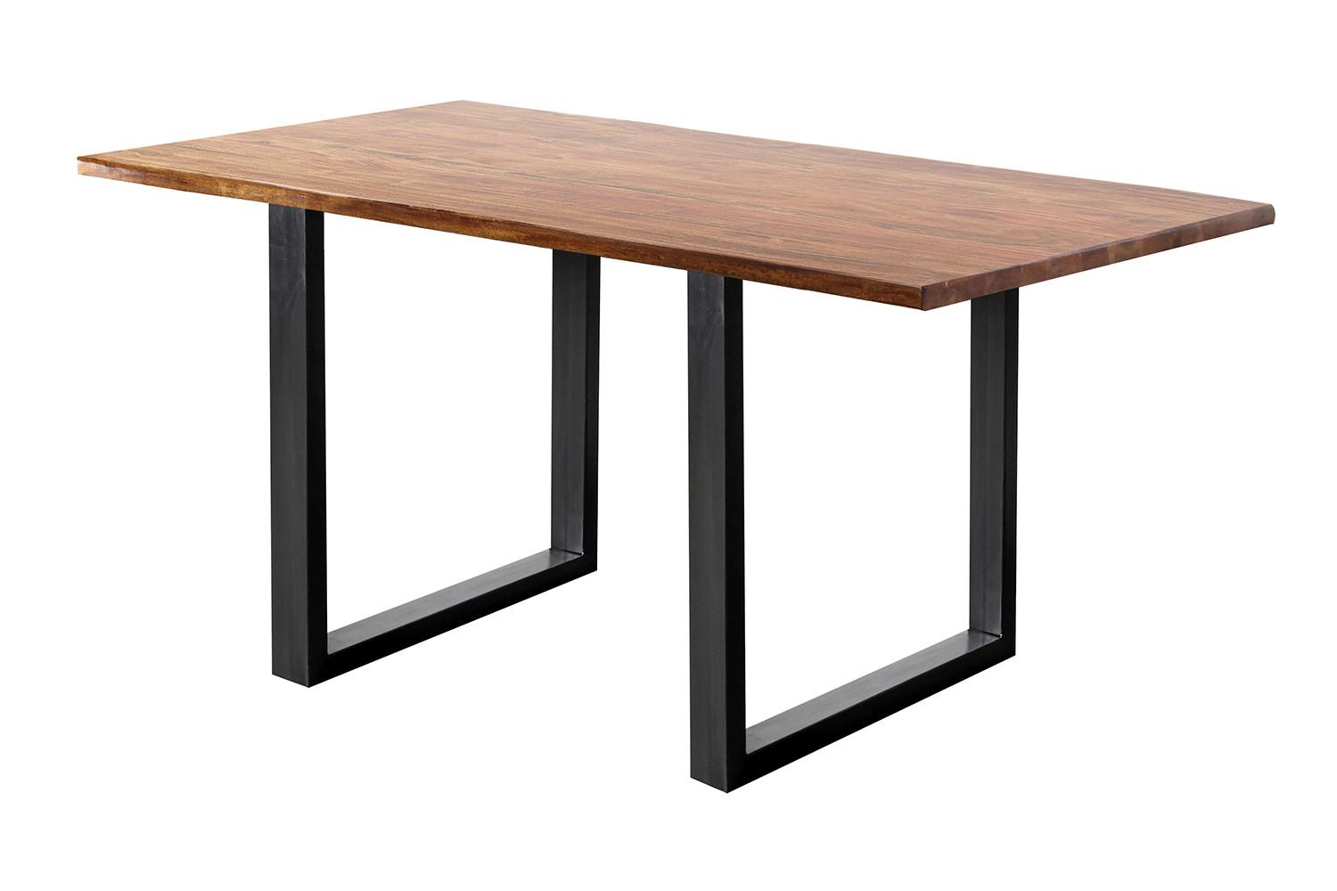 ESSTISCH LORE Holz Akazie - Schwarz/Naturfarben, Holz/Metall (90/140/77cm) - KAWOLA
