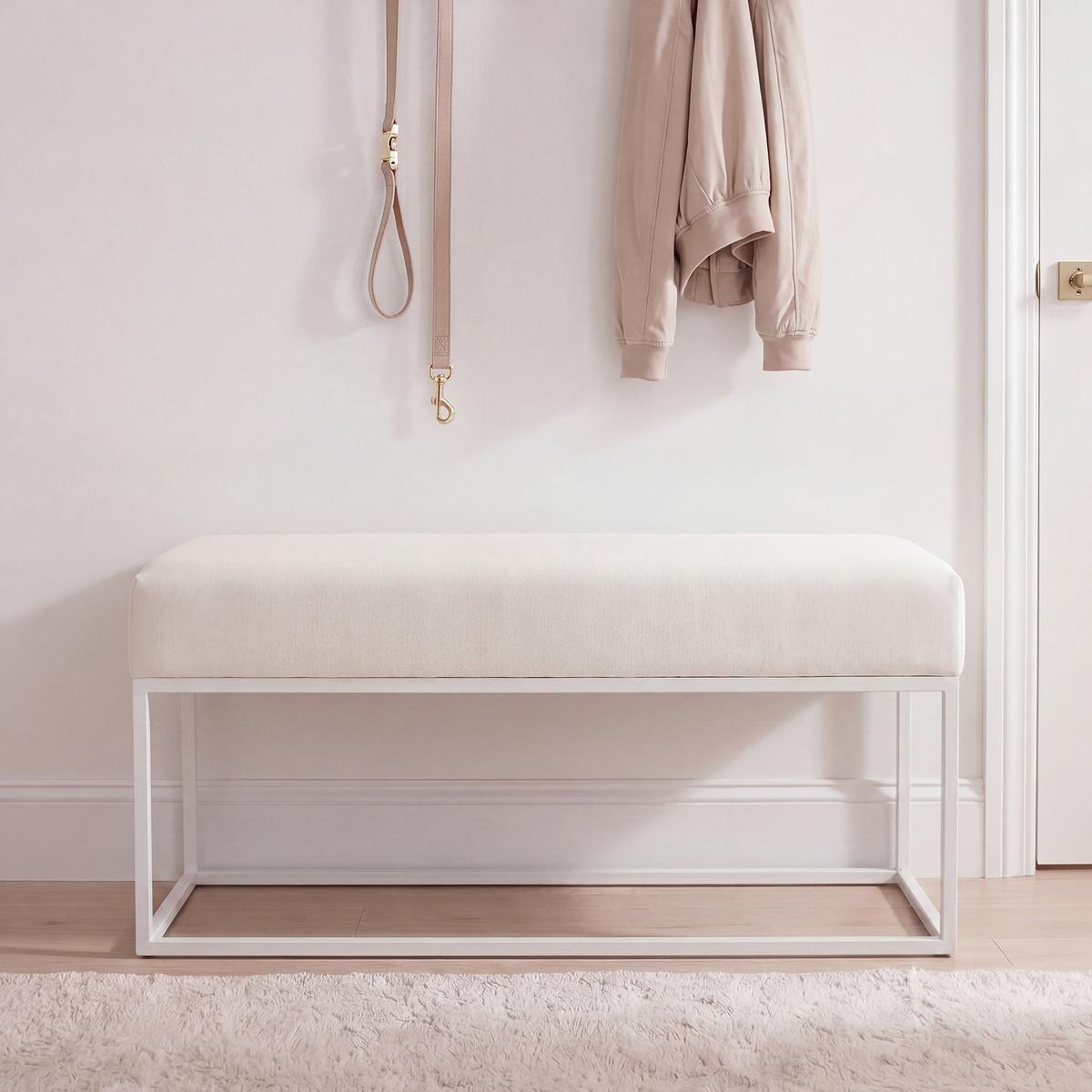 POLSTERBANK STELLA 100 cm Metallgestell, Weiß / Creme - Creme, Textil/Metall (100/44/30cm) - Idohome