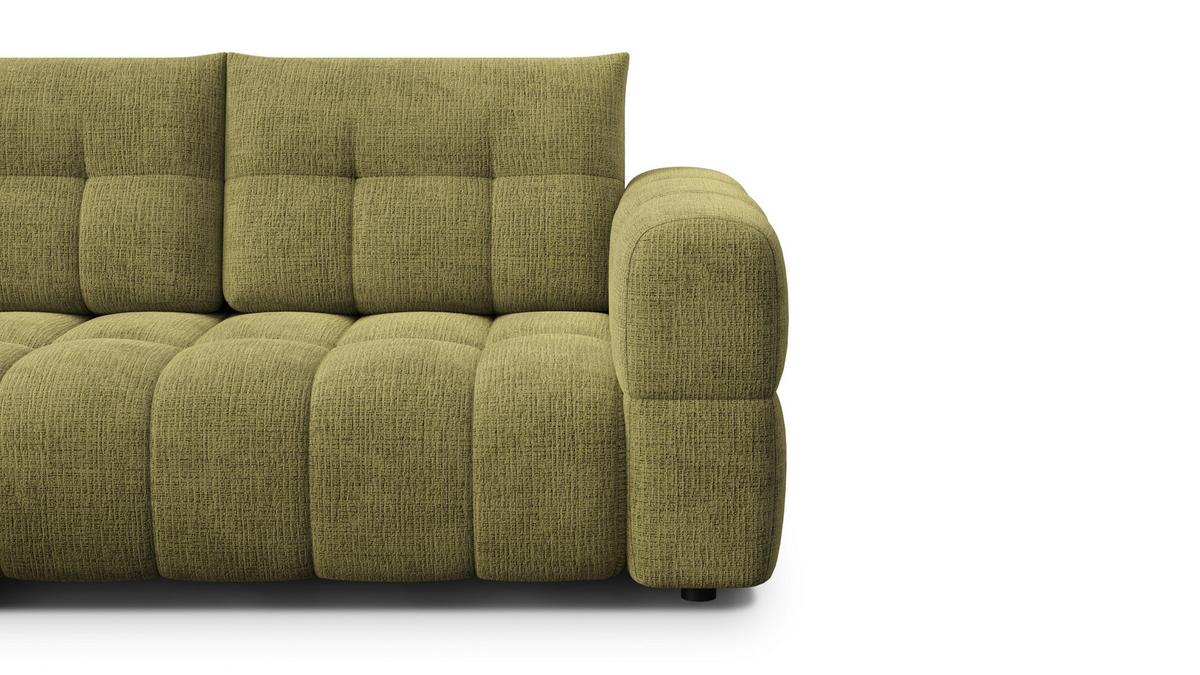 ECKSOFA CLOUDI 4-Sitzer links, olivgrün - Schwarz/Olivgrün, Holz/Textil (294/160cm) - Wozimo