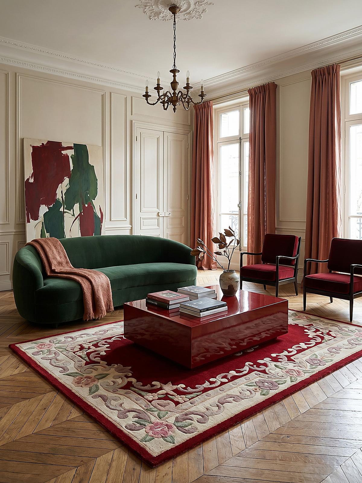 WOLLTEPPICH BEAULY, klassisch, Rot-Beige, 120 x 180 cm - Rot, Textil (180/120cm) - KADIMA DESIGN