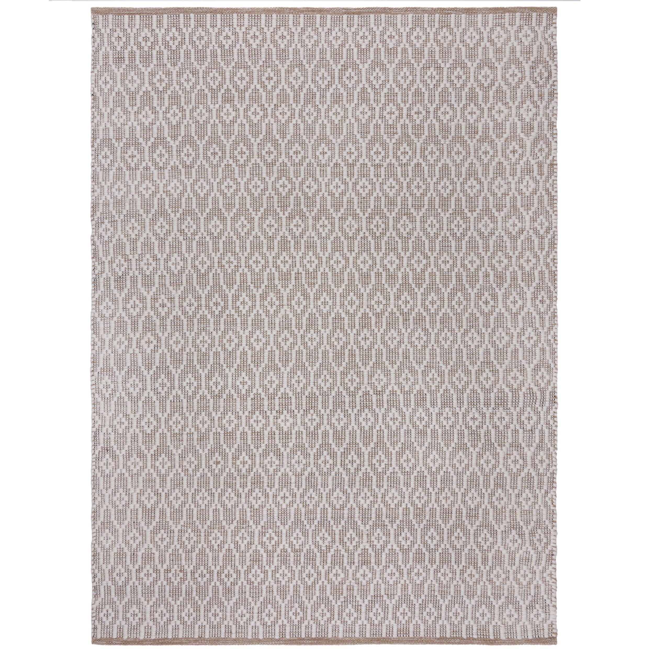 WOLLTEPPICH handgewebt ROTHER, mit Diamant Muster, Beige, 80 x 150 cm - Beige, Textil (150/80cm) - KADIMA DESIGN
