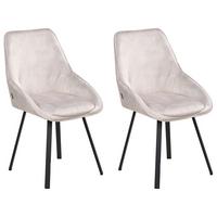 ESSZIMMERSTUHL 2er Set drehbar Samtstoff Hellbeige Terlton - Beige/Schwarz, Textil/Metall (52/89/54cm) - Beliani