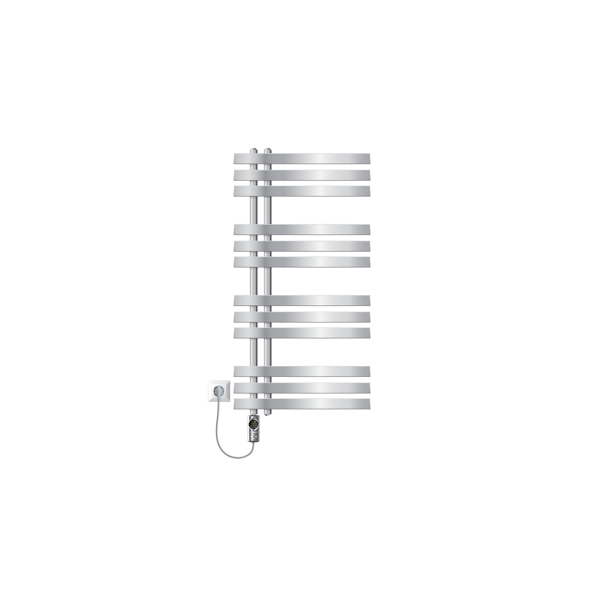 BADHEIZKÖRPER elektrisch Iron EM 500x1000 mm Chrome mit Heizstab 600W Digital - Chromfarben, Metall (50/100/3cm) - LuxeBath