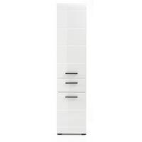 HOCHSCHRANK weiß Hochglanz 30 cm, Badschrank Türanschlag wechselbar - Weiß Hochglanz/Schwarz, Holzwerkstoff/Kunststoff (30/182/31cm) - Top.Furn