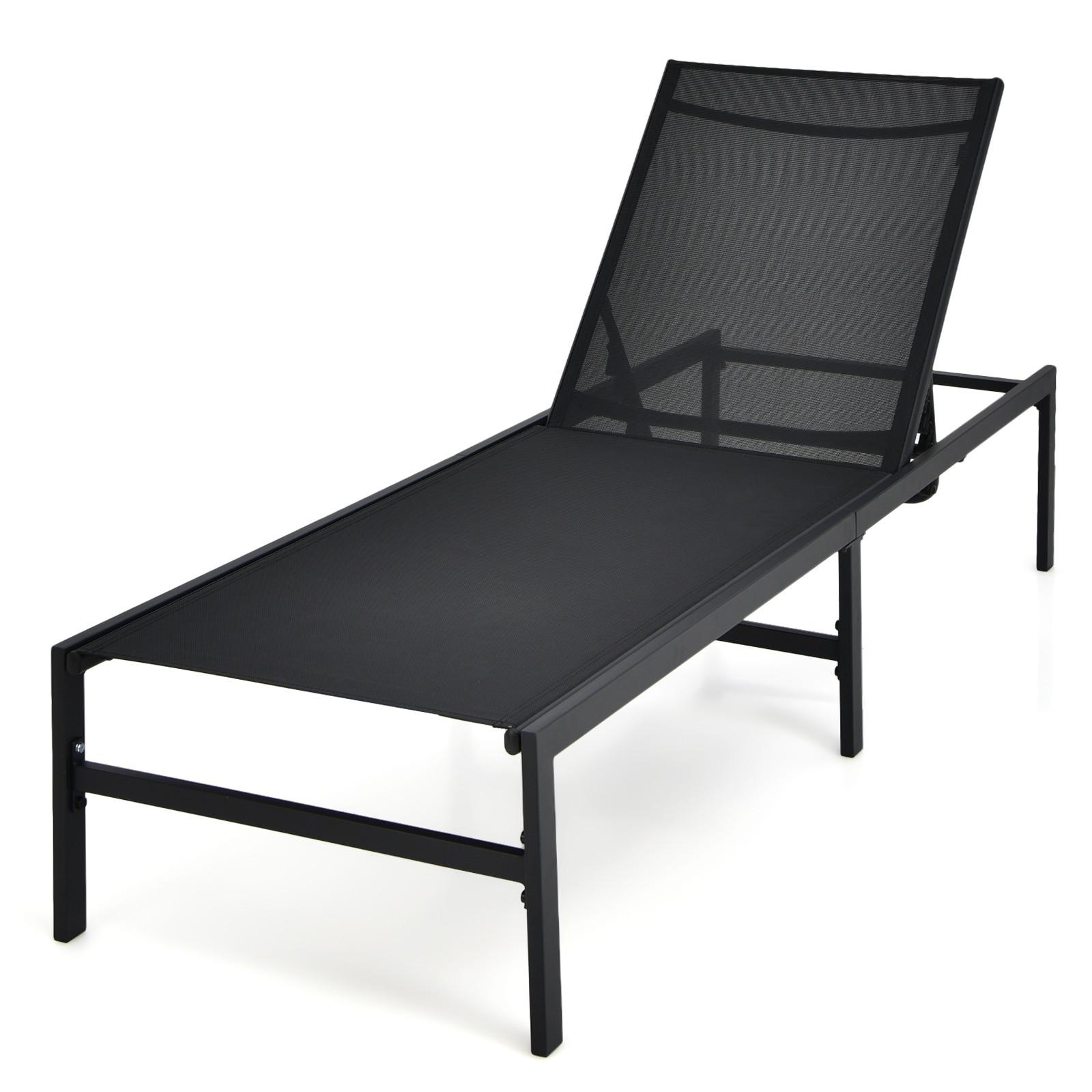 SONNENLIEGE Schwarz - Schwarz, Metall (198/67/64cm) - COSTWAY