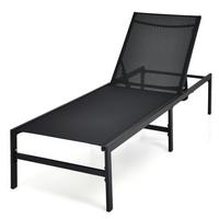 SONNENLIEGE Schwarz - Schwarz, Metall (198/67/64cm) - COSTWAY