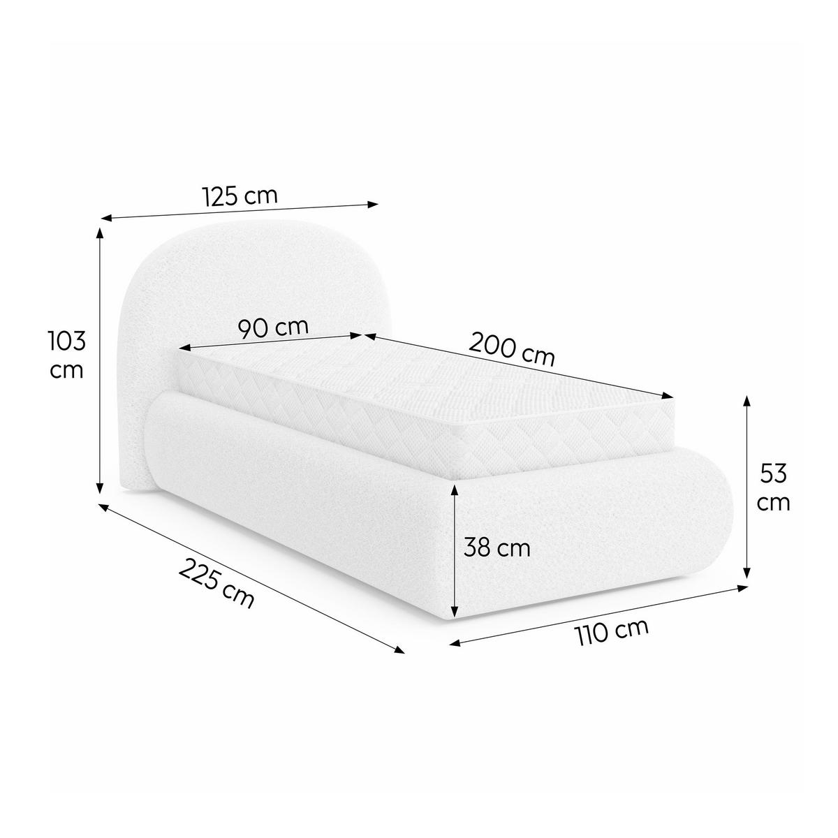 POLSTERBETT Motti 90x200, Einzelbett mit Bettkasten und Taschenfedernmatratze 20 cm, Hellgrau - Hellgrau, Holzwerkstoff (90/200cm) - Beautysofa