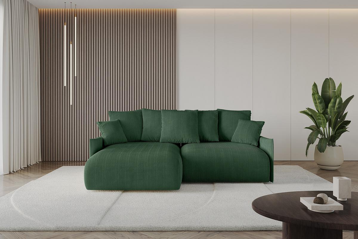 ECKSOFA Ottomane links ONESK-L -v1 216x177x72 Grün Cord - Grün, Holzwerkstoff/Kunststoff (216/177cm) - ALTDECOR