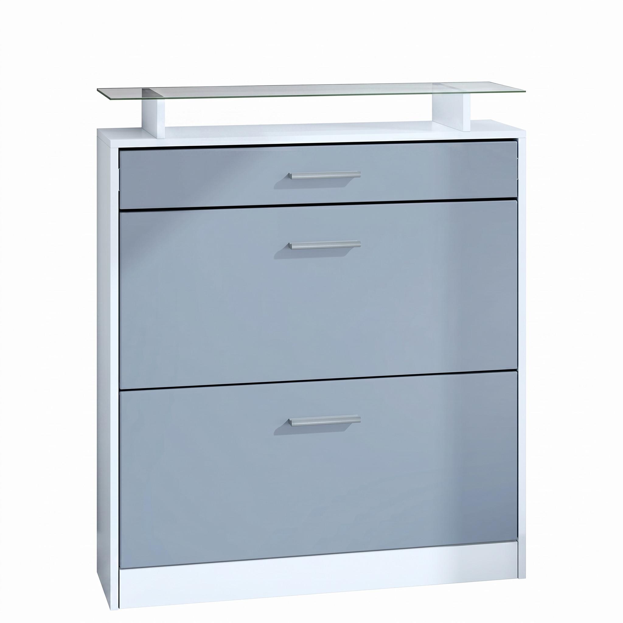SCHUHSCHRANK Loret Front in Denim - Pastellblau, Holzwerkstoff (89/104/23cm) - Vladon