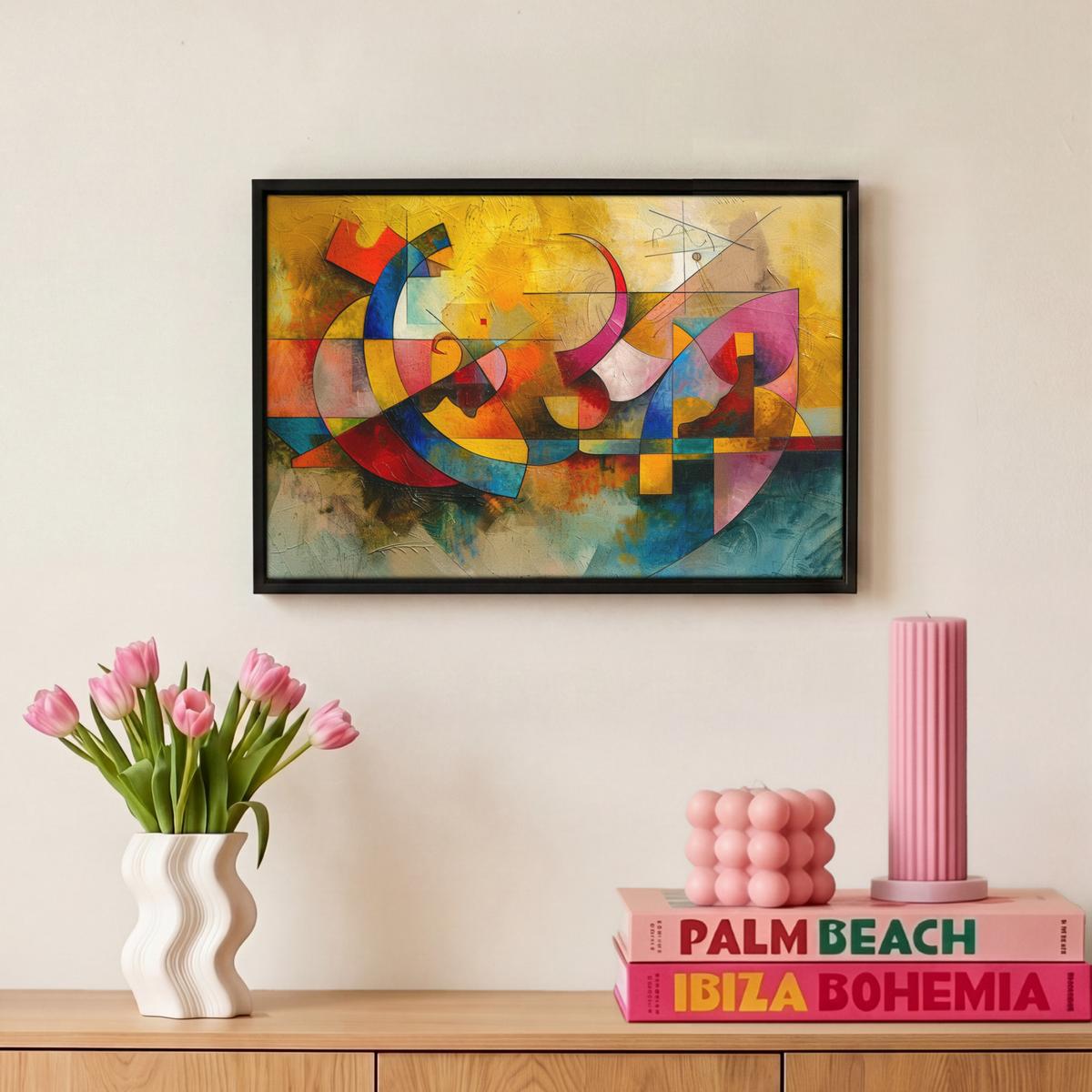 LEINWAND Bilder mit Rahmen - Kunst - Abstrakt - Modern - 30x20 - Gelb, Textil (30/20cm) - MuchoWow