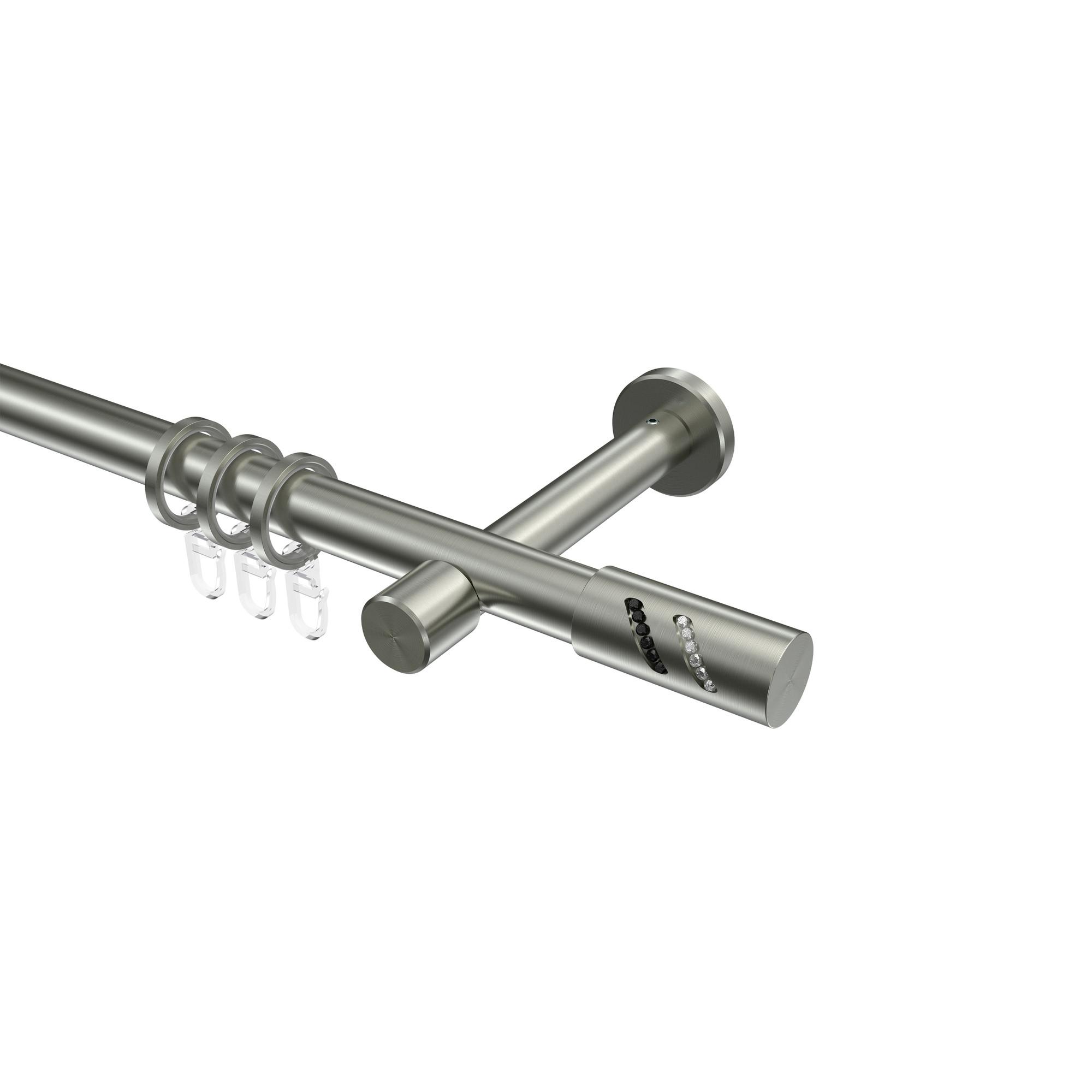 GARDINENSTANGE Prestige Zoena 360 cm (geteilt in 2 x 180 cm), 1-läufig, 20 mm Ø Edelstahl-Optik - Edelstahlfarben, Metall (360cm) - INTERDECO