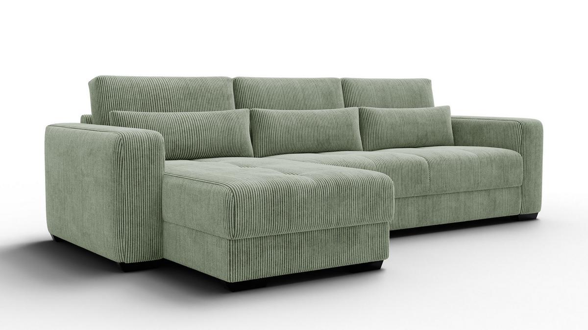 ECKSOFA OLI 4-Sitzer links, salbeigrün - Salbeigrün, Holz/Textil (295/172cm) - Wozimo