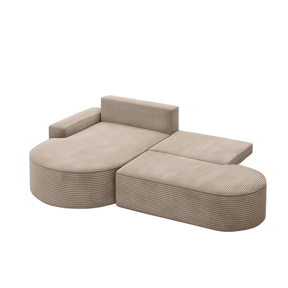 ECKSOFA Venedig Mit Schlaffunktion - Beige, Holzwerkstoff/Textil (278/179cm) - Fun Möbel