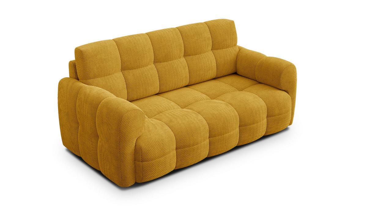 SOFA MELLOW 2,5-Sitzer, safran - Gelb/Schwarz, Holz/Textil (183/87/98cm) - Wozimo