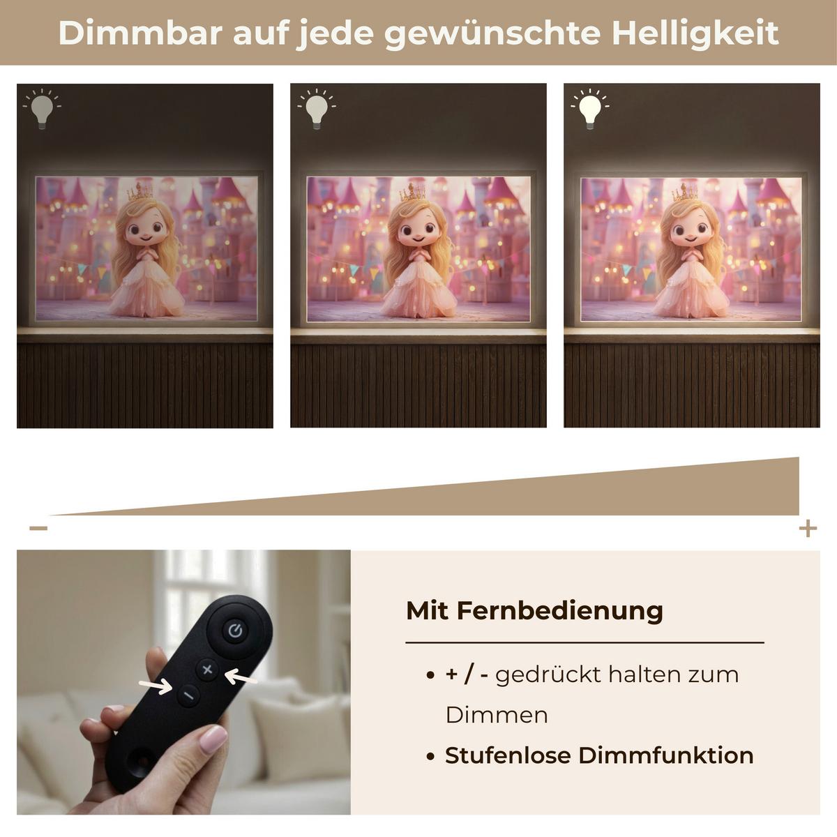 WANDLEUCHTE MIT AKKU Prinzessin - Rosa - Schloss 60x40 cm - Rosa, Holzwerkstoff (60/40/8cm) - OnlyWow