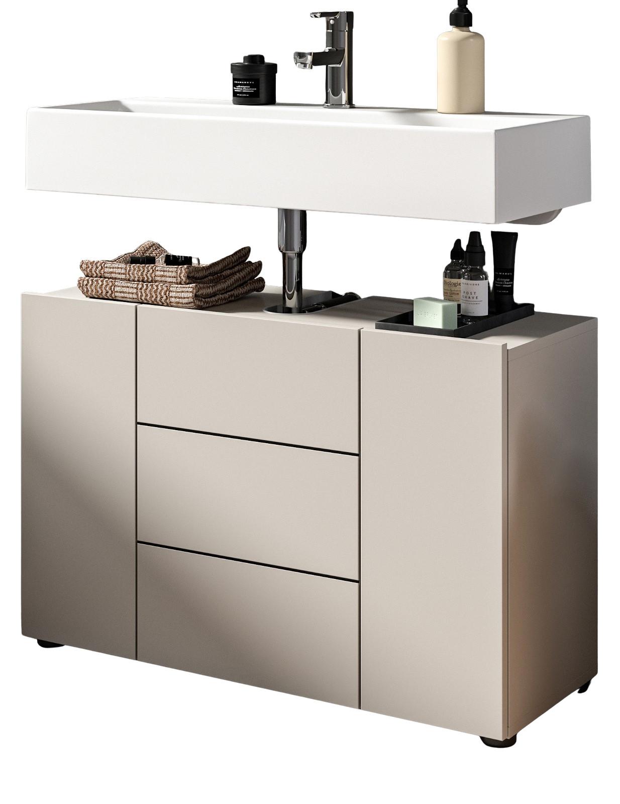 WASCHBECKENUNTERSCHRANK Kaschmir, Badezimmer Unterschrank Breite 80 cm - Kaschmir/Schwarz, Holzwerkstoff/Kunststoff (82/56/34cm) - Inn.Furn