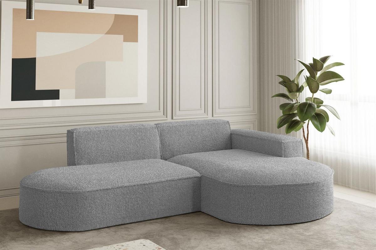 ECKSOFA Palma Xs Ottomane Ascot Bukla - Taupe, Holzwerkstoff/Textil (236/165cm) - Fun Möbel