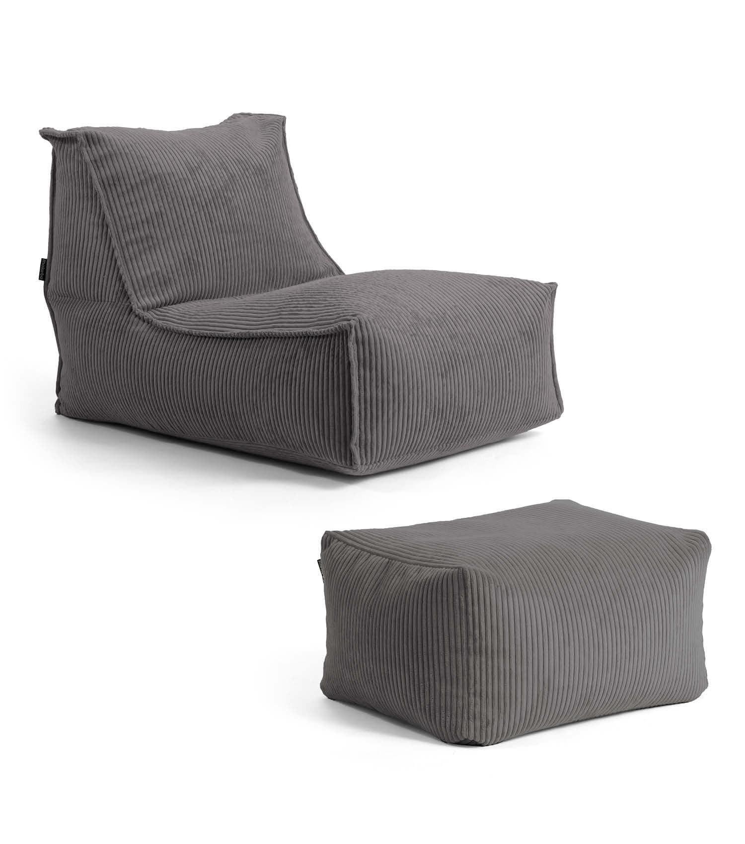 SITZSACK Cord Doze mit Hocker - Anthrazit, Textil (60/65/95cm) - Mokebo