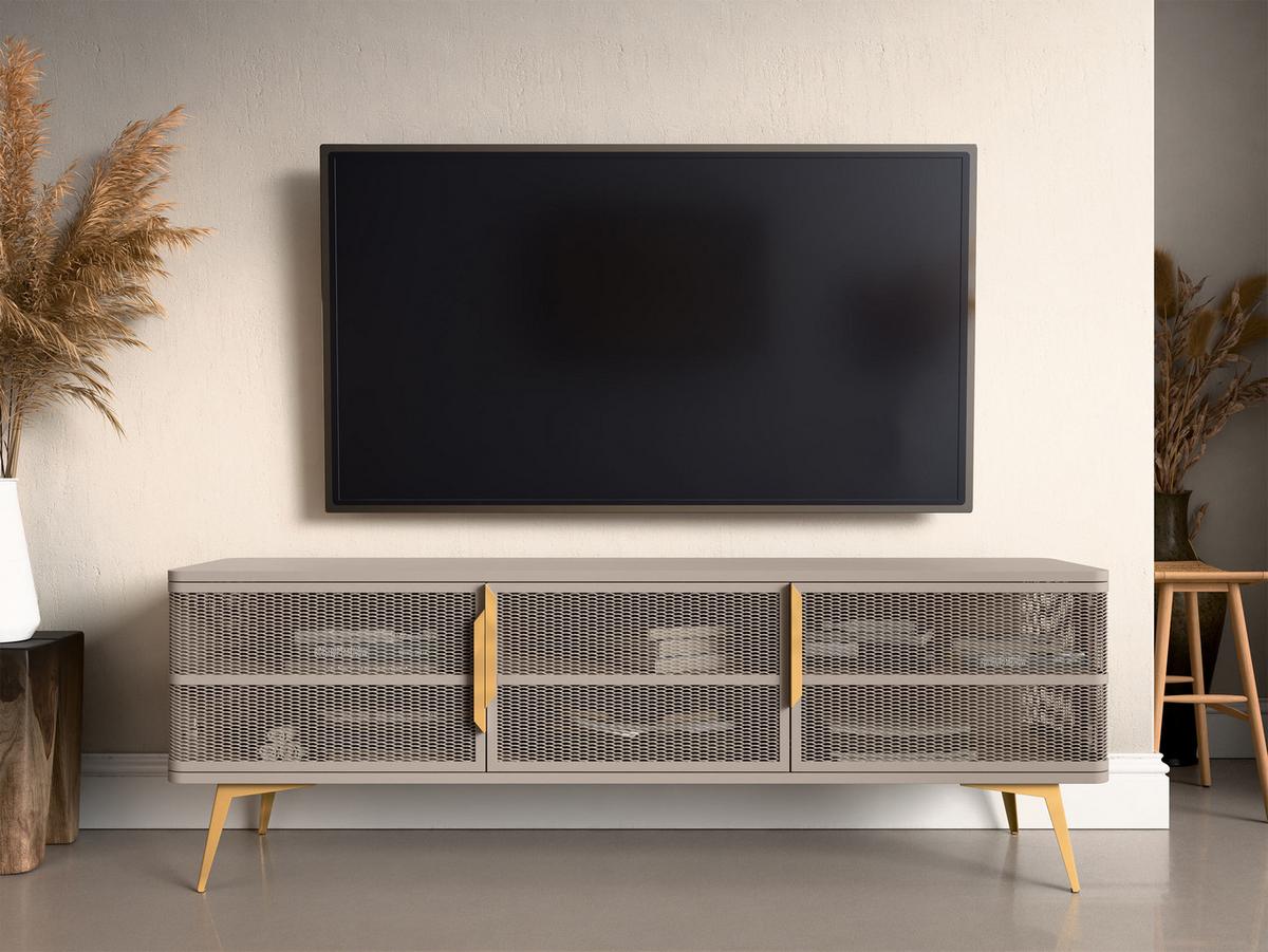 TV-LOWBOARD Modera - Kaschmir/Goldfarben, Holzwerkstoff/Metall (180/60/40cm) - MIRJAN24