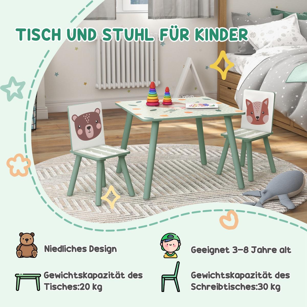 KINDERSITZGRUPPE - Grün, Holz/Holzwerkstoff (60/44/60cm) - ZONEKIZ