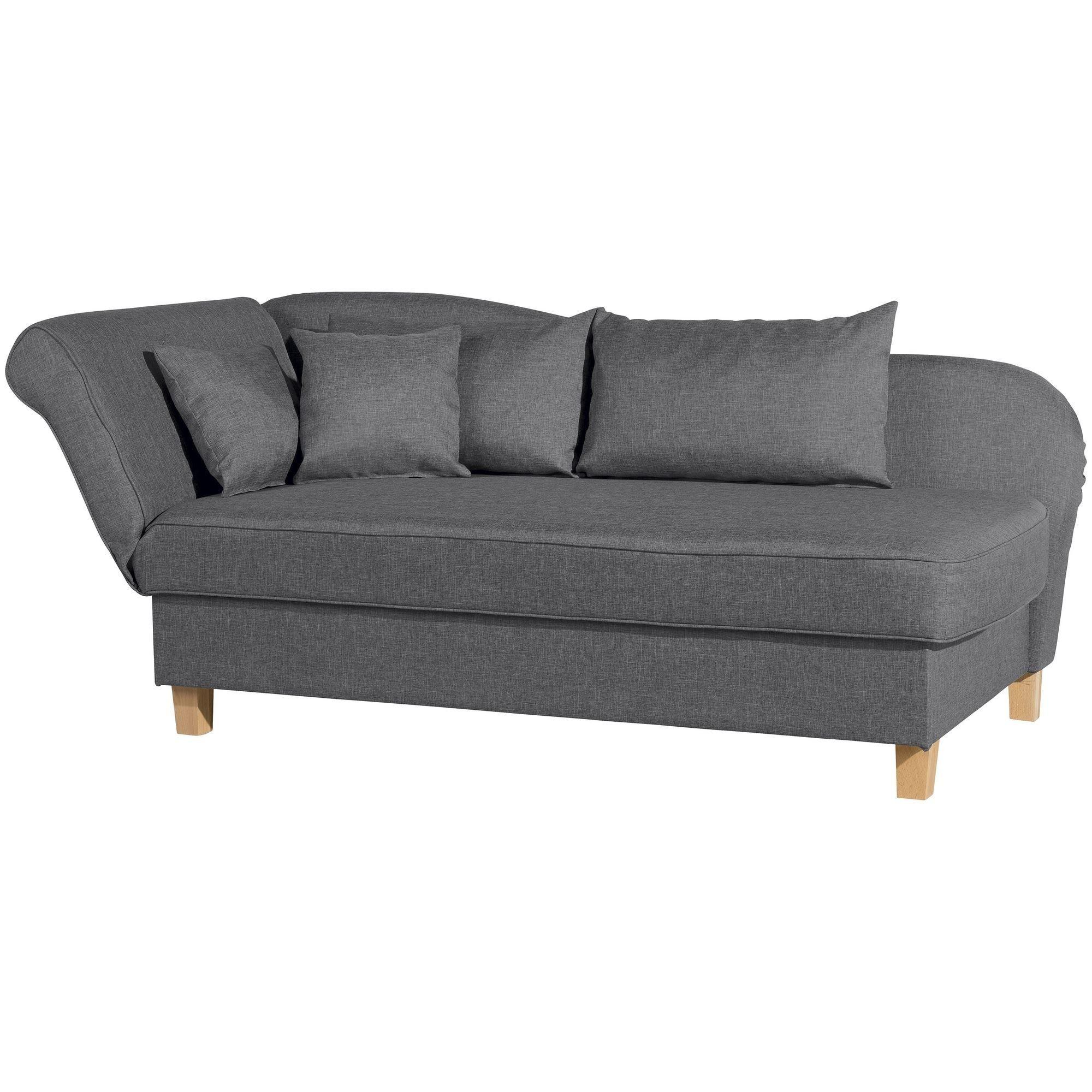 RECAMIERE mit Armteil links klappbar Katia Bezug Flachgewebe Buche natur / graphit - Grau, Kunststoff (190/82/88cm) - 58aufmkessel