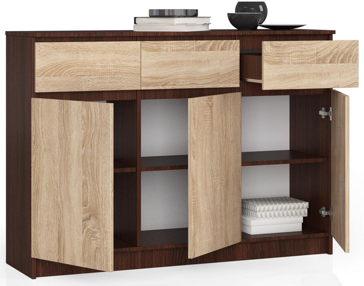 KOMMODE Dunkelbraun, Eiche Sonoma 99/138/40 - Hellbraun, Holzwerkstoff (138/99/40cm) - RAUMHIRSCH FURNITURE