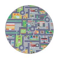 KINDERTEPPICH Waschbar, mit Stadt‑Land‑Karten‑Muster, Grau, Ø 160 cm - Grau, Textil (160/160cm) - KADIMA DESIGN